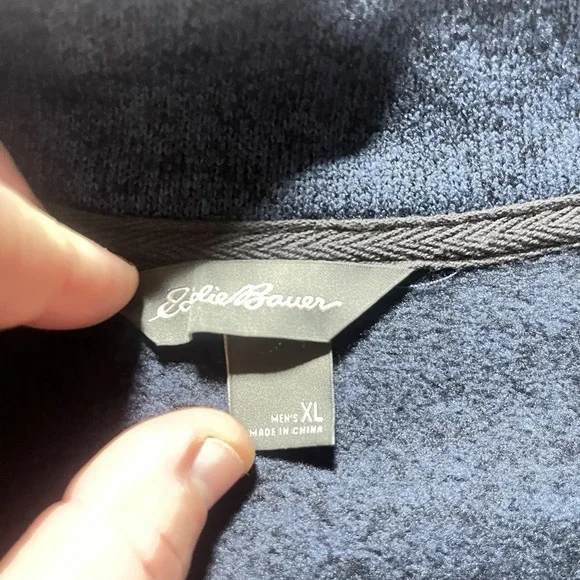 Eddie Bauer Radiator Fleece Mens Snap Mock Pullover XL 1/4 Button Blue Soft - Picture 3 of 12